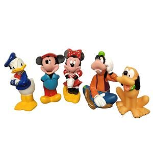 Vintage 1980s Disney Hard Plastic 6" Figures Mickey Mouse Lot of 5 Bath Toys